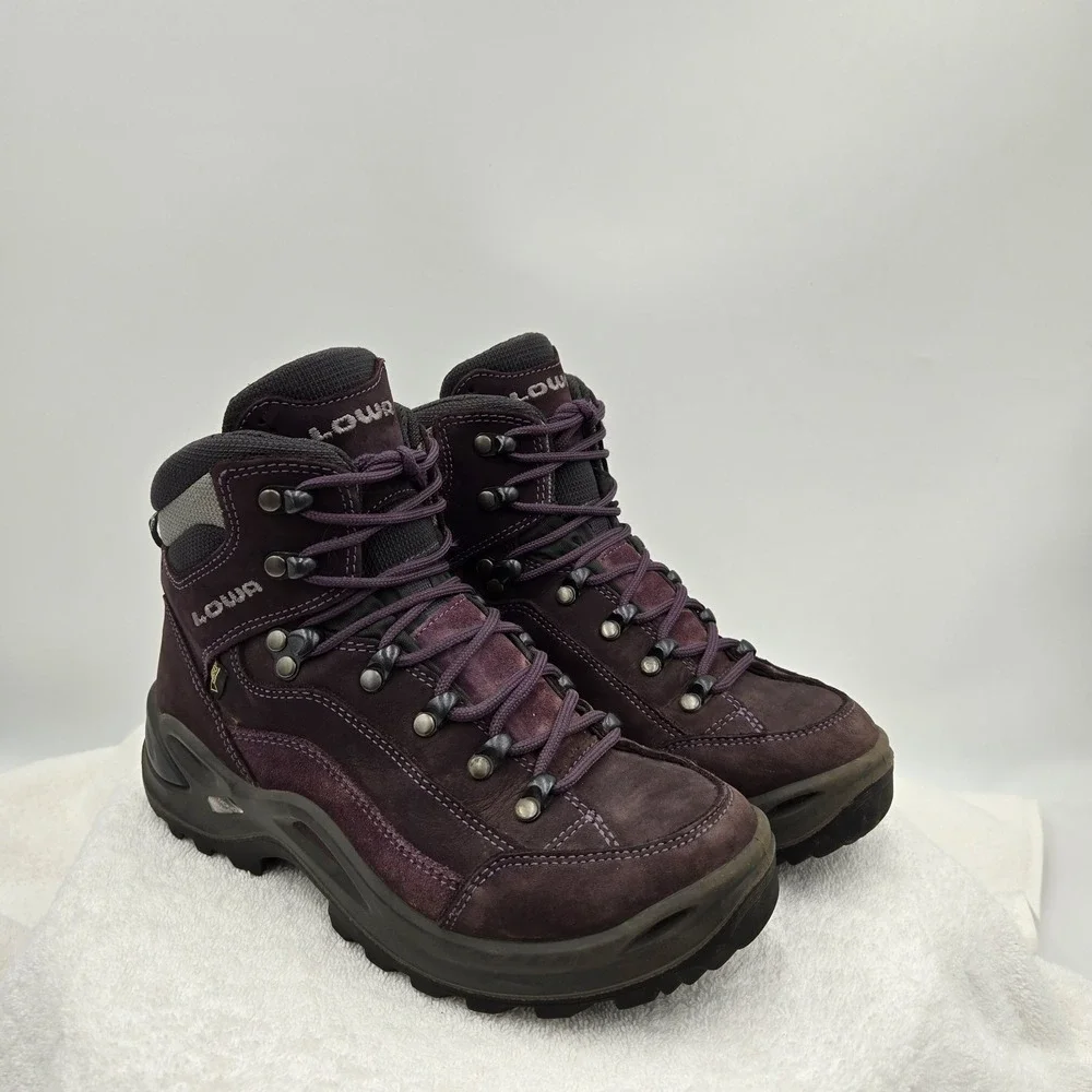 Lowa Women's Size 6 Renegade GTX Mid Gore-Tex Vibram Hiking Boot Purple Outdoor